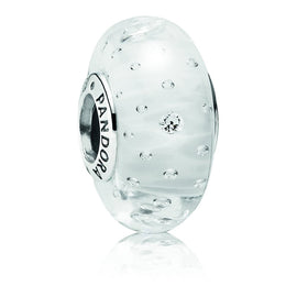 Pandora White Fizzle Murano Charm #791617CZ