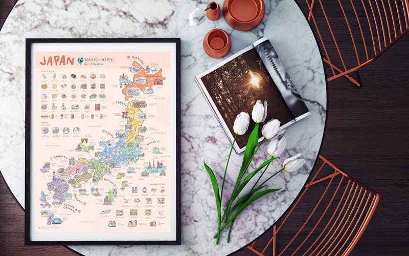 Japan Scratch Travel Map takes you to travel around Japan