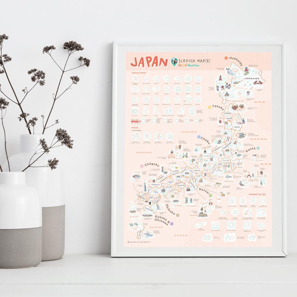 Japan Scratch Travel Map - Travel to Japan - iMartCity frame up