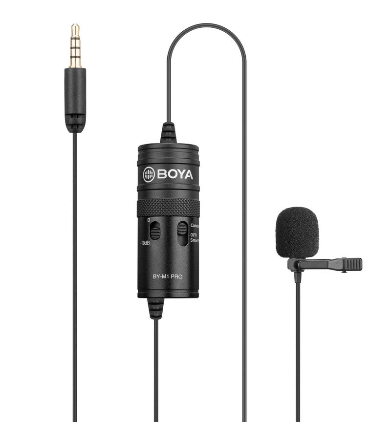 BOYA BY-M1 Pro universal lavalier microphone-compatible with PC smartphones camera audio recorders clip-on mic foam windscreen overall design