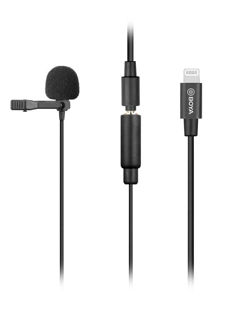 iMartCity BOYA BY-M2 Clip-on Lavalier Microphone for iOS devices iPhone iPad lightning port vlogs presentations recording interview recording audio shooting video overview connected