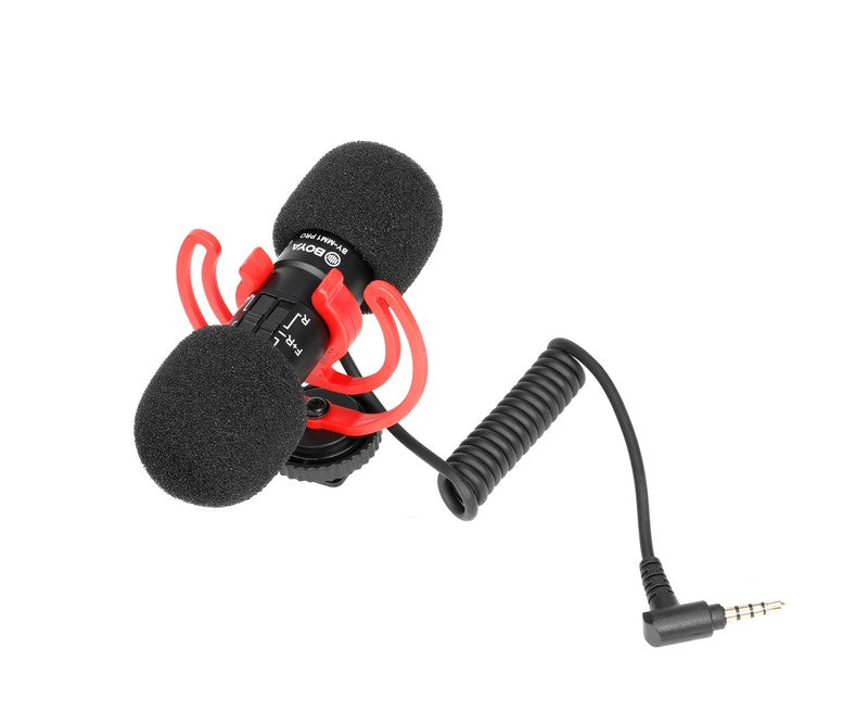 iMartCity BOYA BY-MM1 PRO Dual-Capsule Condenser Microphone with anti-shock mount applications interviews dual side headphone output
