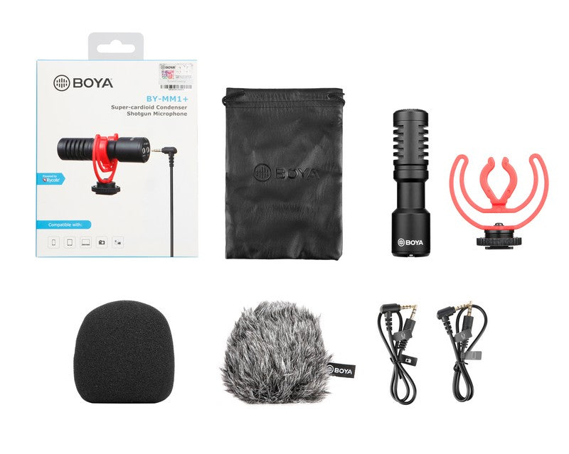 iMartCity BOYA BY-MM1+ Super-cardioid Condenser Shotgun Microphone compatible for smartphones, tablets, DSLRs, consumer camcorder PCs with furry windshield foam windshield durable mental construction package content
