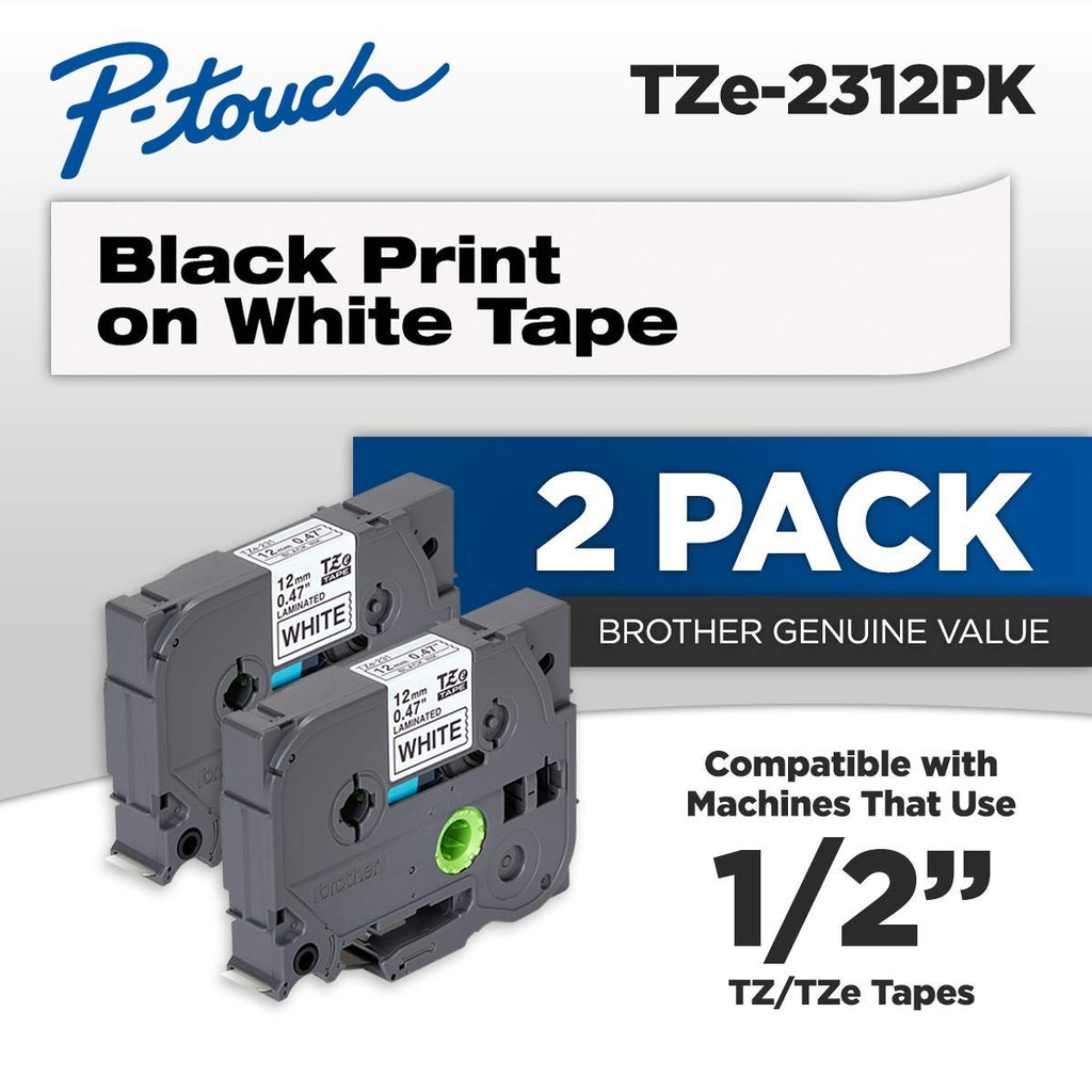 Brother® TZe Series Tape, 1/2", Black Lettering on White Label Tape - iMartCity
