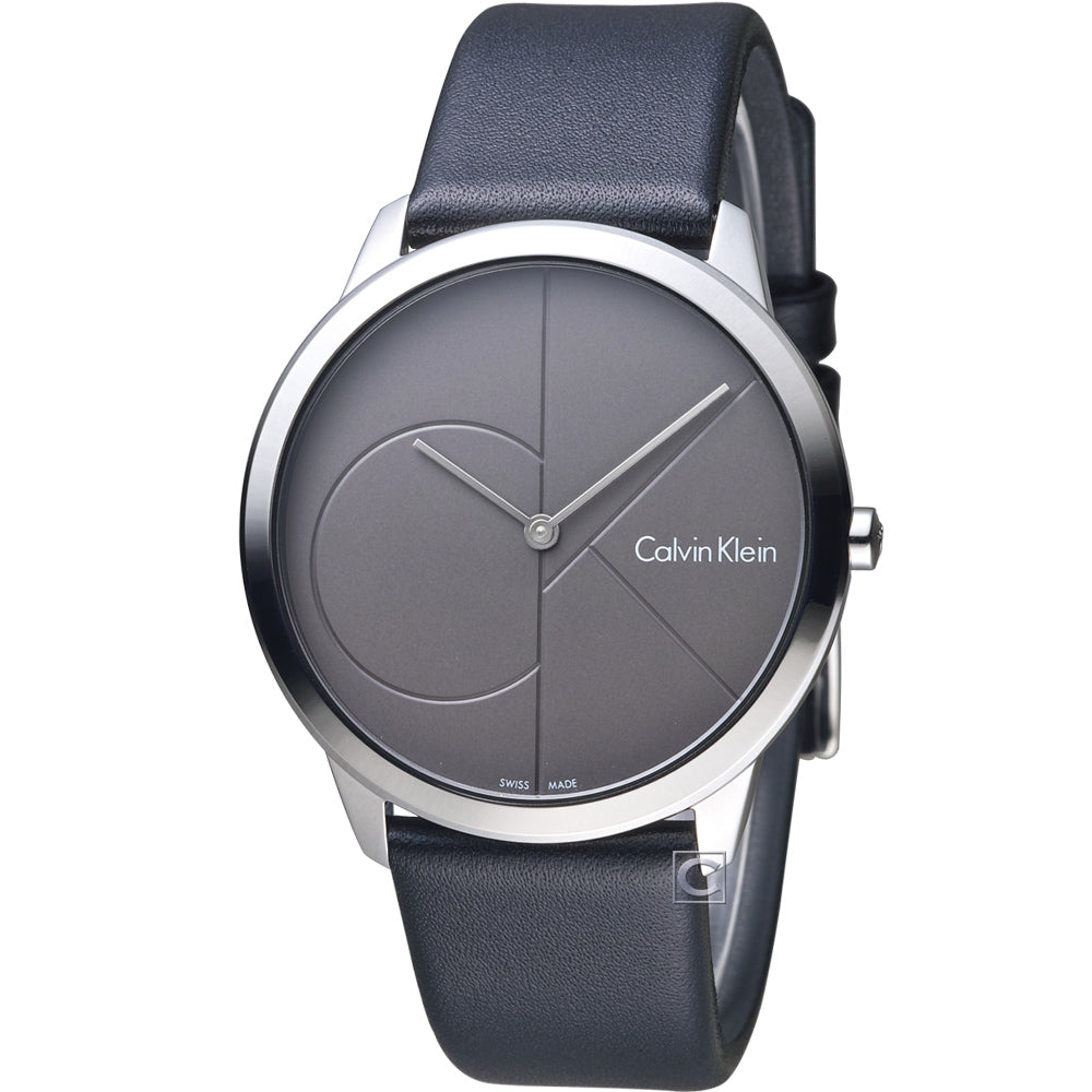 NEW Calvin Klein Minimal Leather Mens Watches - Black Dial K3M211C3