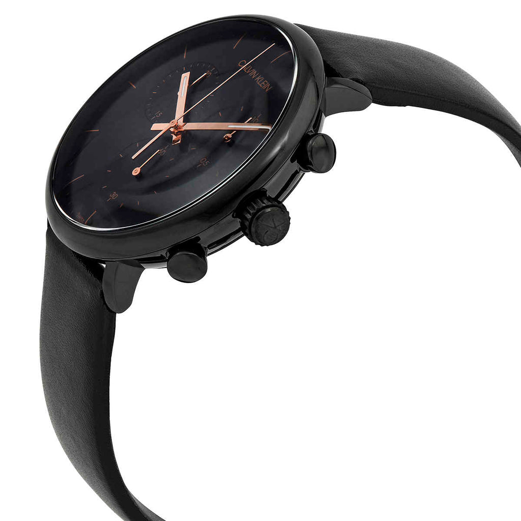 NEW Calvin Klein High Noon Leather Ladies Watches - Black K8M274CB