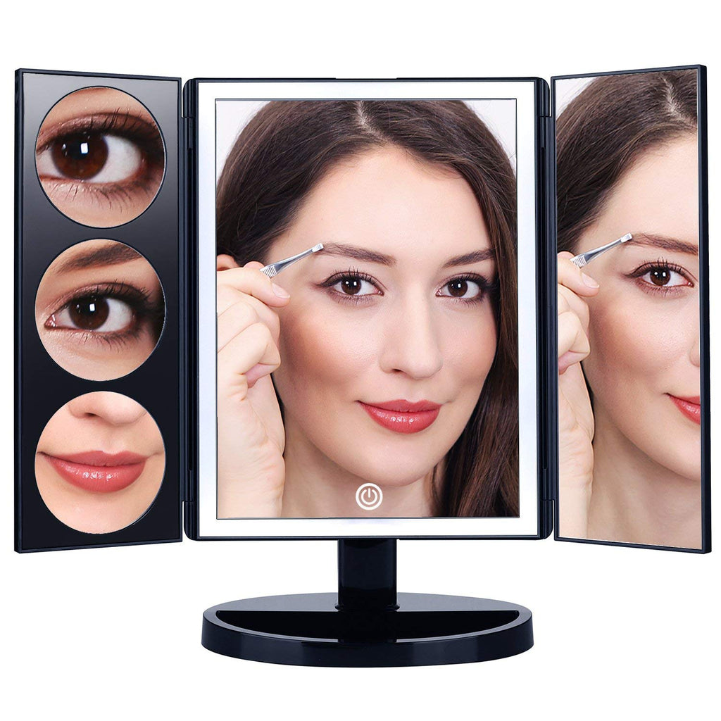 Large Lighted Trifold Vanity Makeup Mirror - 3X 5X 10X Magnification iMartCity led lighted daily beauty makeup mirror