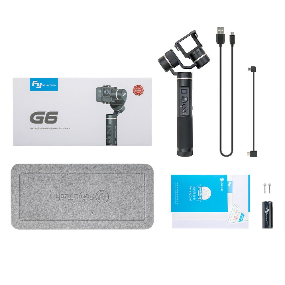 iMartCIty FeiyuTech G6 Handheld Gimbal for GoPro 8/7/6/5/ RX0(Required RX0 Mount)Yi 4K/SJCAM/AEE/ Ricca Action Camera package content