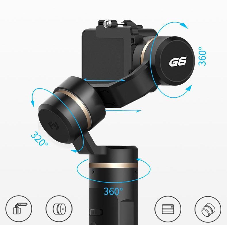 iMartCIty FeiyuTech G6 Handheld Gimbal for GoPro 8/7/6/5/ RX0(Required RX0 Mount)Yi 4K/SJCAM/AEE/ Ricca Action Camera angles