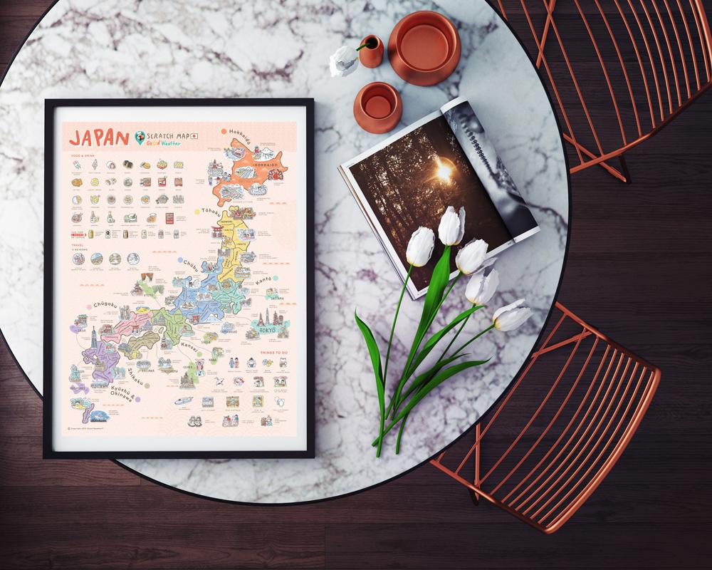 Japan Scratch Travel Map - Travel to Japan - iMartCity frame up ikea framing