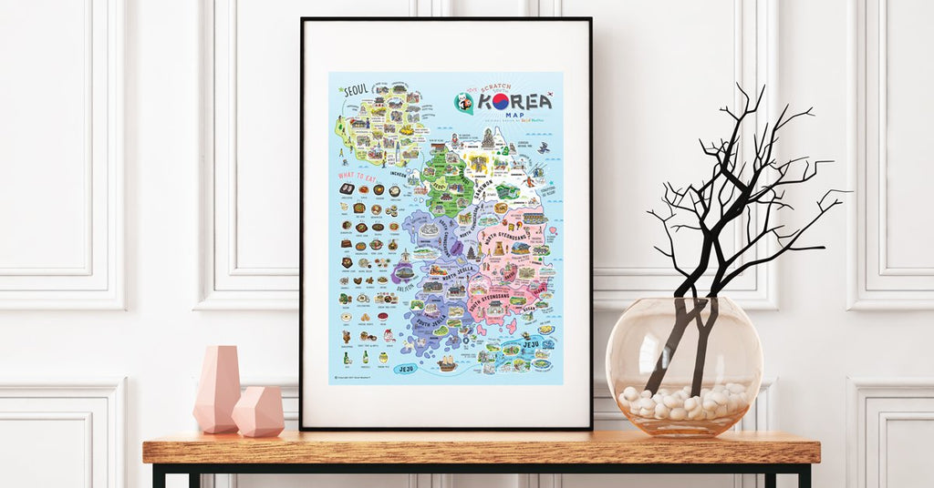 Korea Scratch Travel Map - Travel to Korea - iMartCity frame up home decoration
