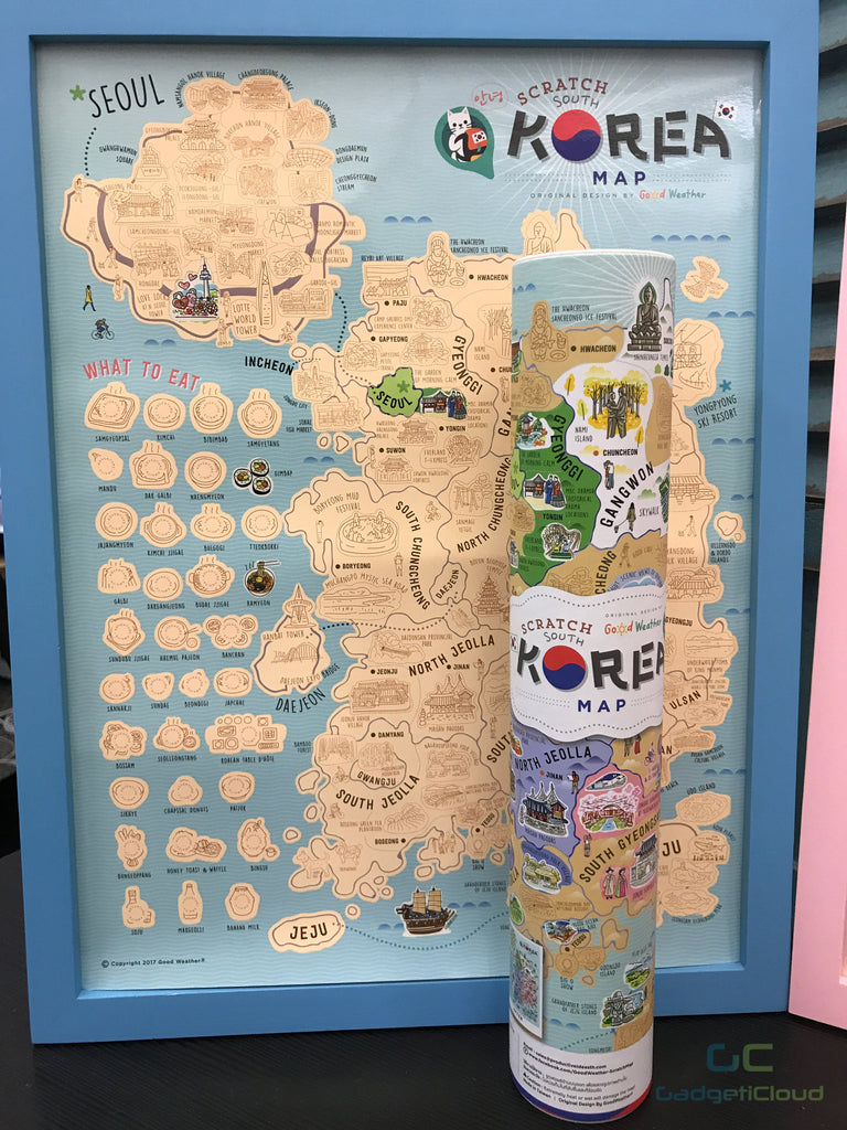Korea Scratch Travel Map with Frame - iMartCity