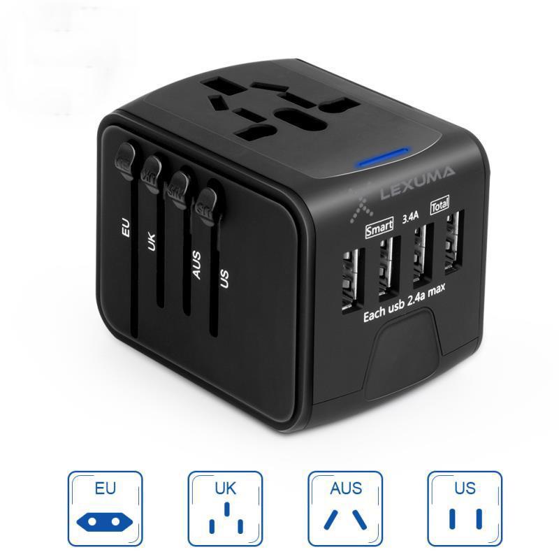 Universal Travel Adapter UTA-1440 All in One Worldwide Charger for US EU UK AUS with 4 USB Port epicka verbatim european outlet momax insignia global kit bez hyleton worldwide targus APK032us eagle creek foval power step down voltage power converter target - iMartCity