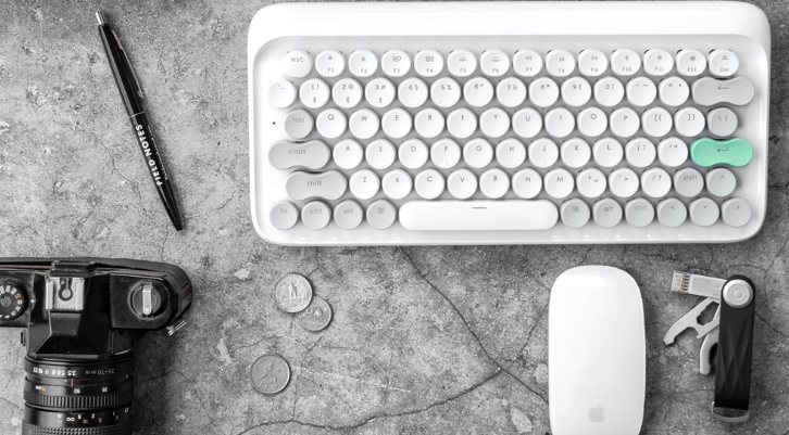 iMartCity - Vernal White Lofree Wireless Mac Mechanical Keyboard Wireless Mac DOT Bluetooth Mechanical mini keyboard retro style Steampunk Vintage Typewriter azio unicomp ultra classic penna keyboard