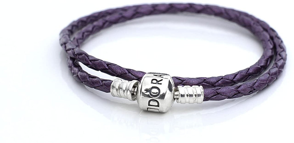 Pandora Moments Double Woven Leather Bracelet - Purple #590705CPE-D2 38cm