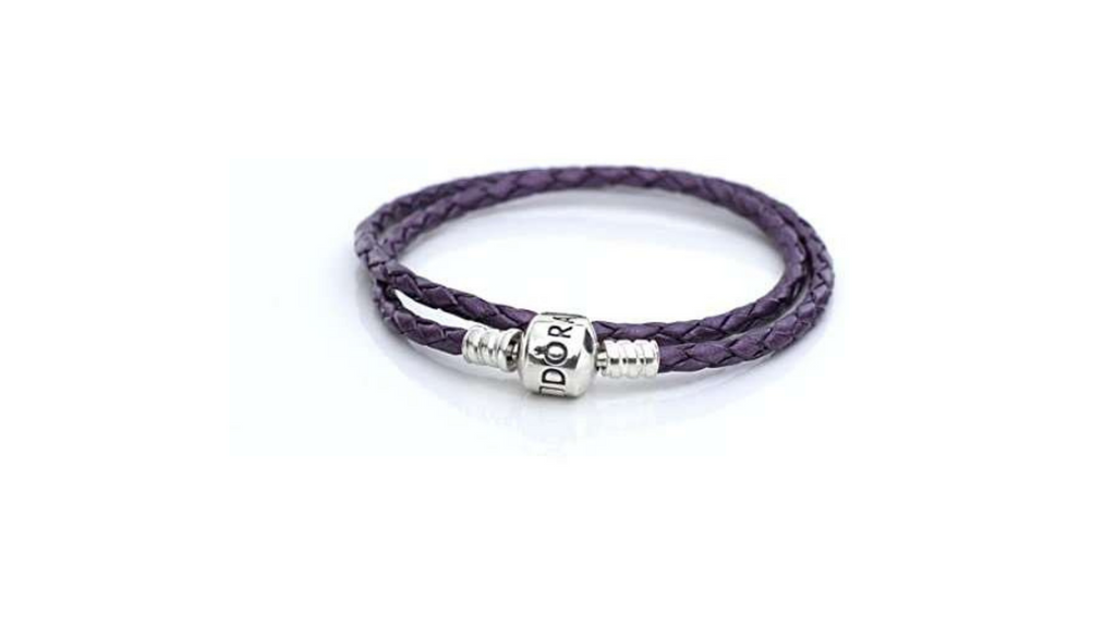 Pandora Moments Double Woven Leather Bracelet - Purple #590705CPE-D2 38cm