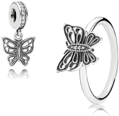 Pandora Vintage butterfly pendant charm #791255CZ