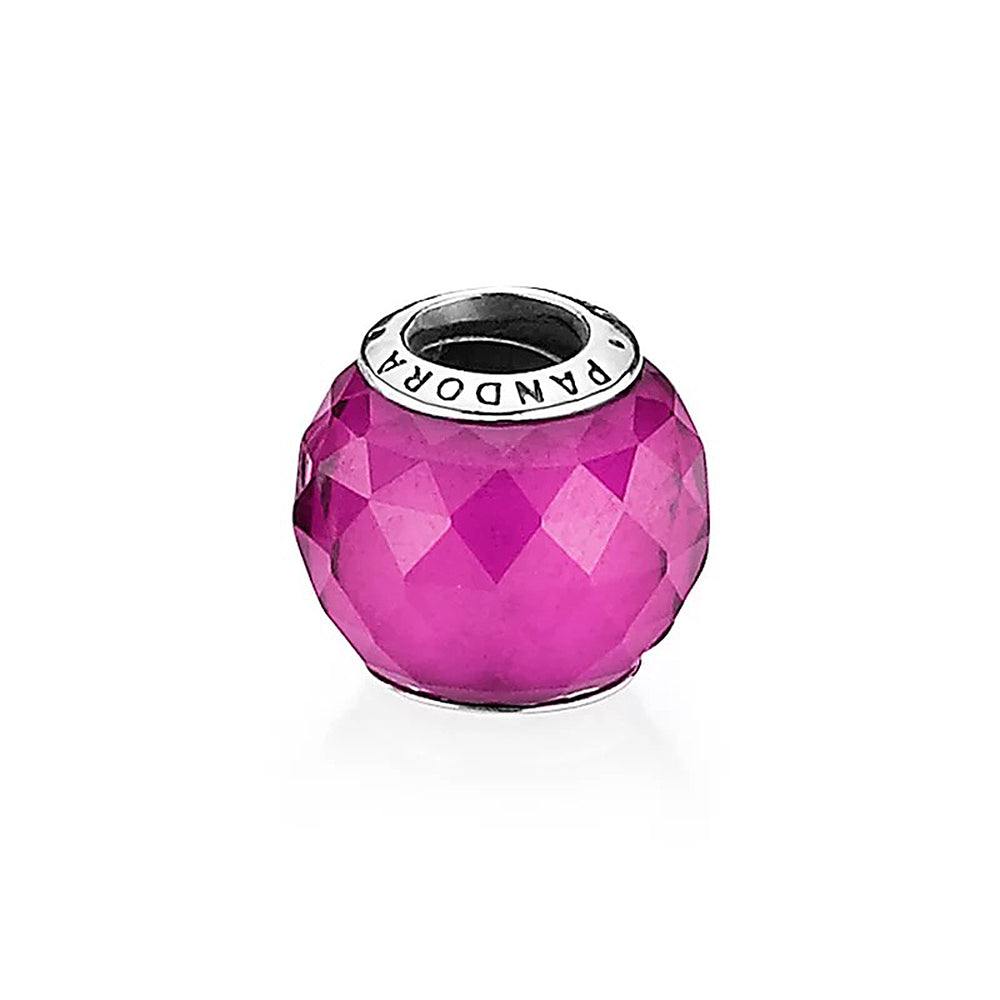 Pandora Abstract silver charm with faceted synthetic ruby #791722SRU