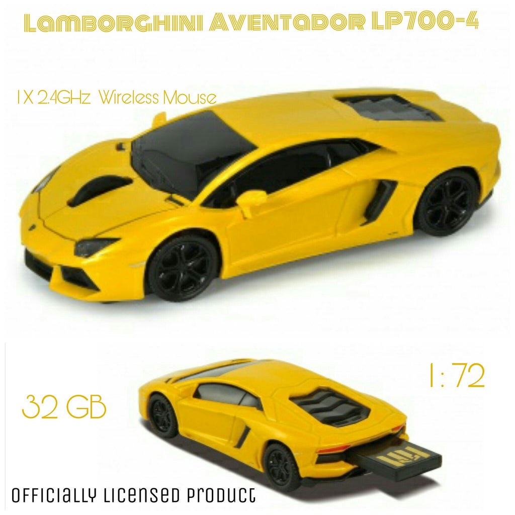 AutoDrive Lamborghini Aventador LP700-4 Wirless Mouse + 16GB USB Combo - GadgetiCloud