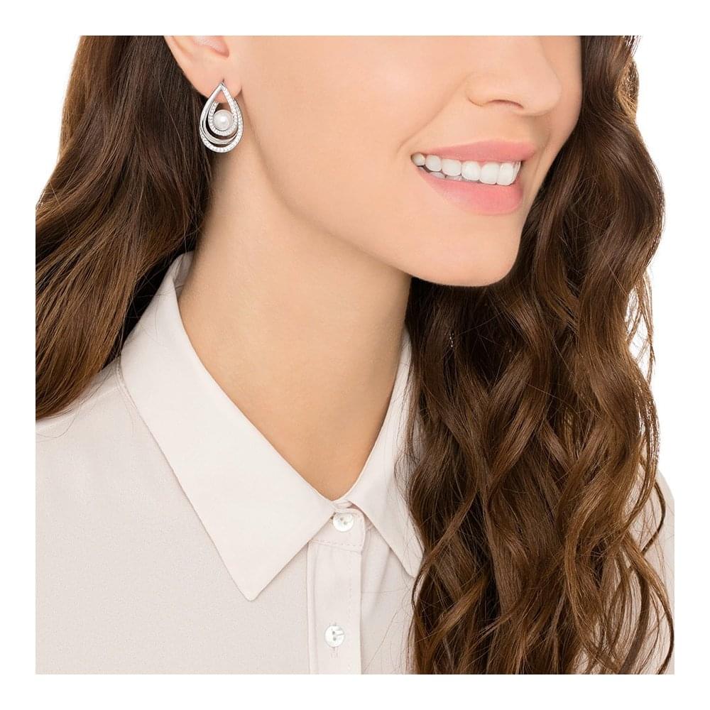 SWAROVSKI Free Pearl Earrings - Rhodium/White #5217718