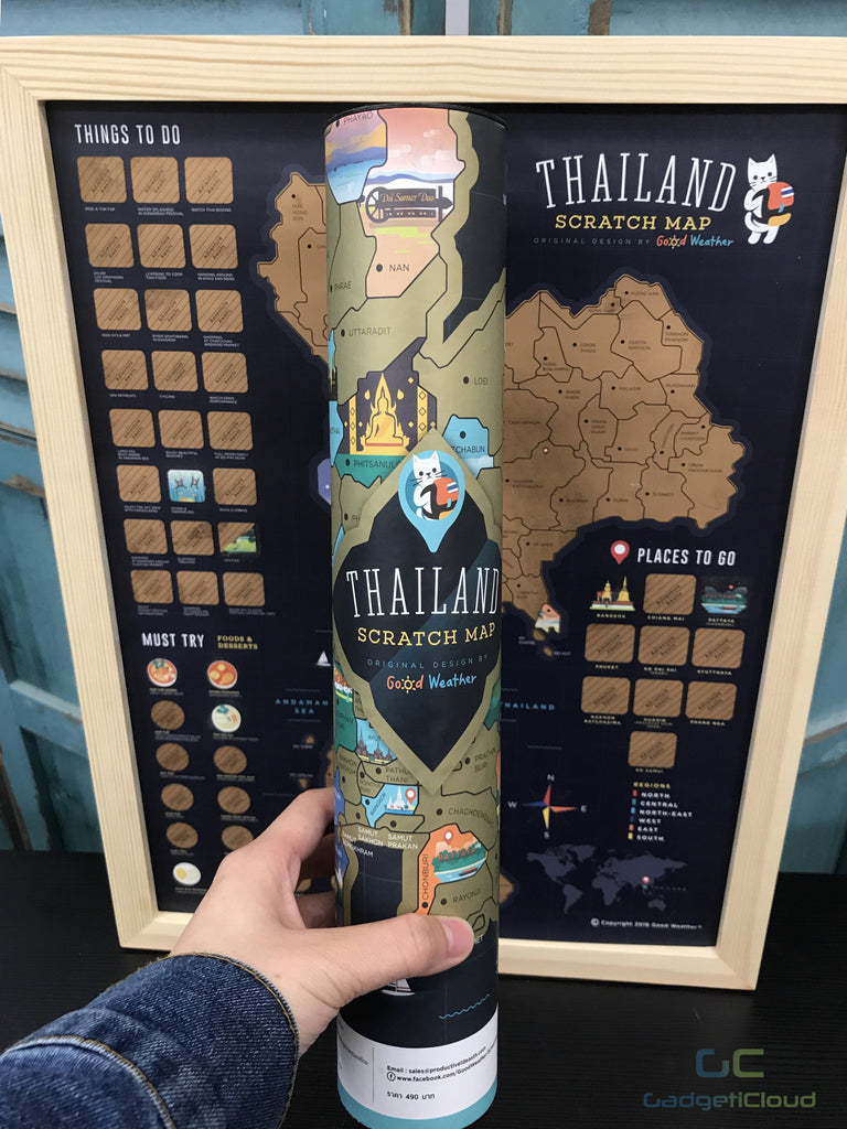 Thailand Scratch Travel Map with Frame - imartcity