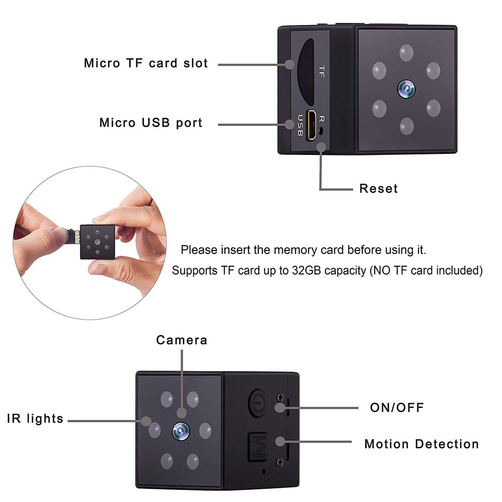 SEC-C220 thumb-size mini security camera with night vision motion detection HD 1080P recording portable HD IP cam hidden Spy IP CCTV Cam small Tinny ThumbSize nanny Tiny Covert Cube Cam features Wifi NIYPS AOBO SQ - iMaryCity
