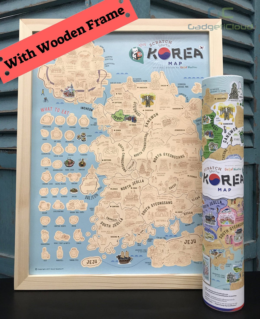 Korea Scratch Travel Map with Frame - iMartCity